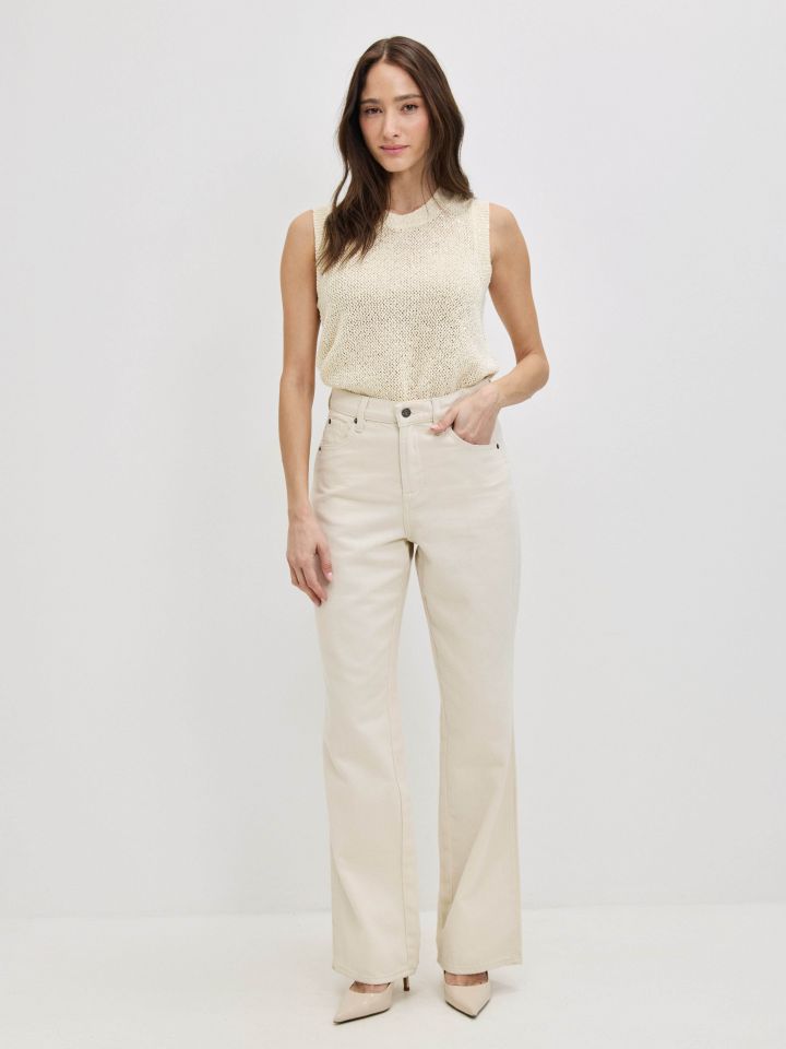 מכנסיים דיאגונל מתרחב בצבע בייז’