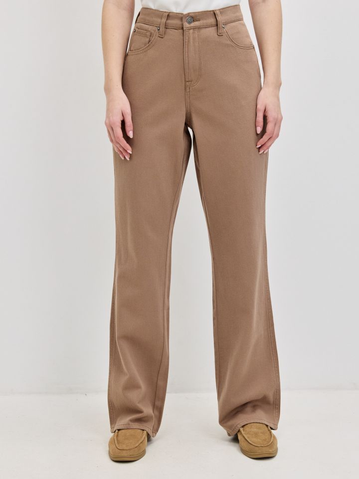 מכנסיים דיאגונל מתרחב בצבע שוקו