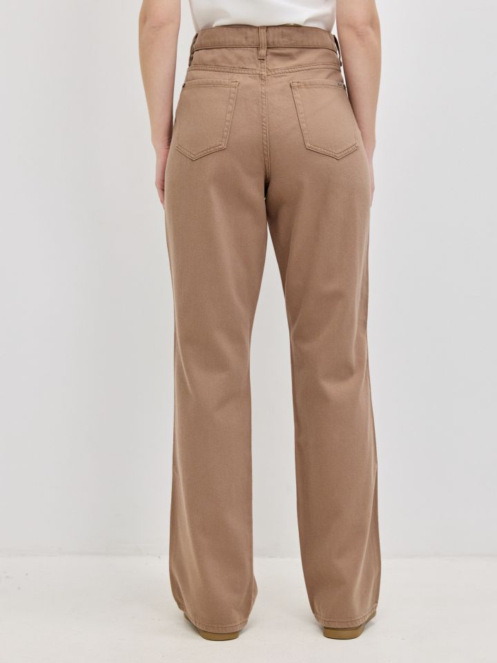 מכנסיים דיאגונל מתרחב בצבע שוקו