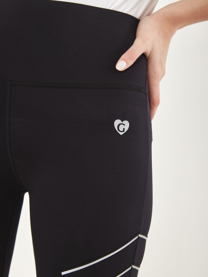 מכנסי טייץ מתפרים זוהרים SPORT בצבע שחור