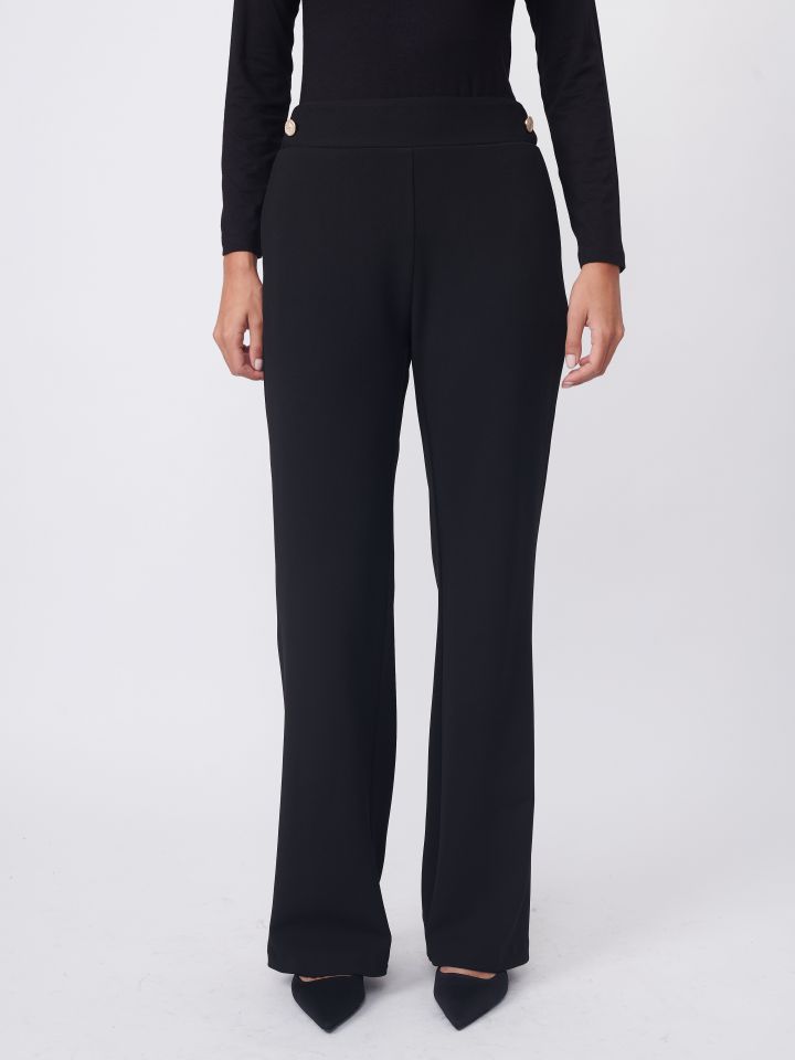 מכנסי סקובה כפתורי זהב בצבע שחור