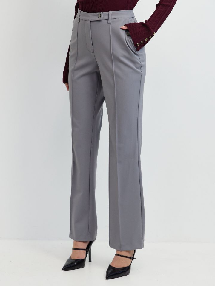 מכנסיים נרוורים בצבע אפור מלאנז בינוני