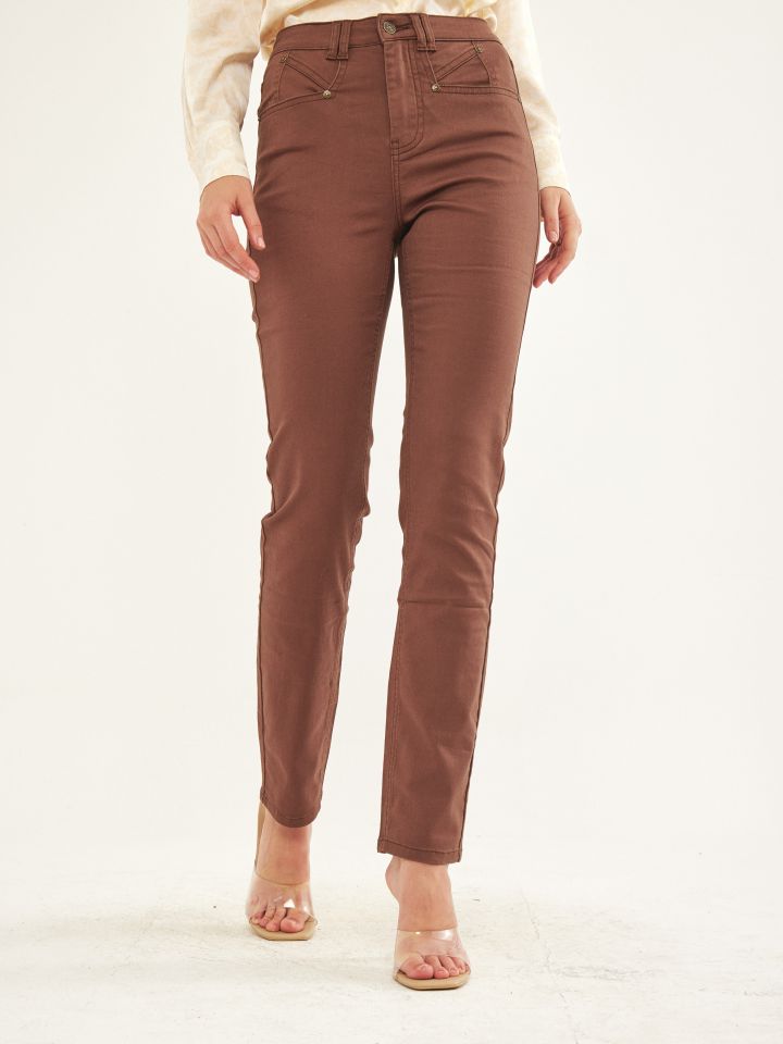 מכנסי דריל PROMO בצבע חום בהיר