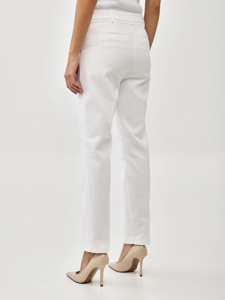 מכנסיים שילוב אבזמים ארוך בצבע לבן