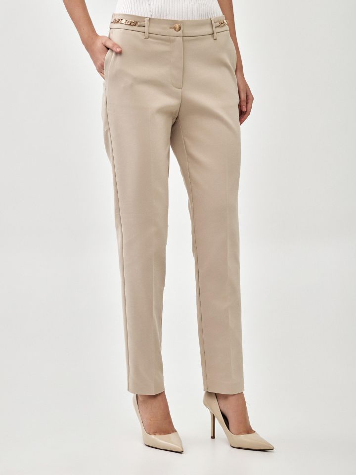 מכנסיים שילוב אבזמים ארוך בצבע בייז קפוצינו