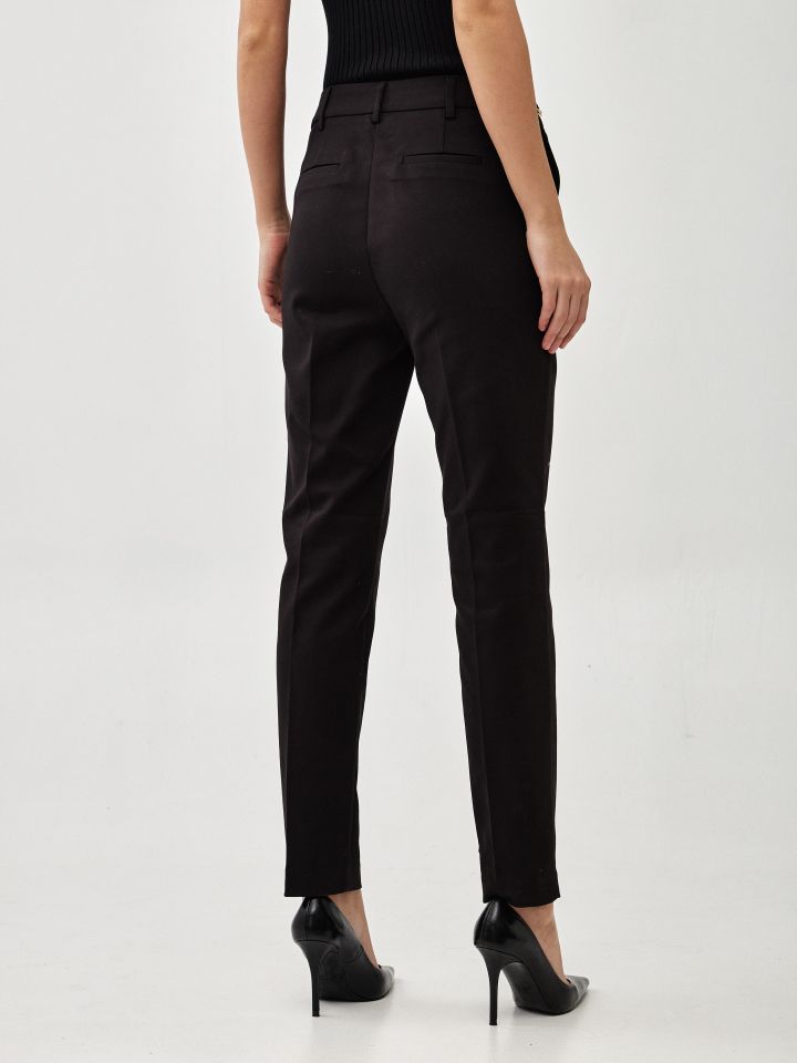 מכנסיים שילוב אבזמים ארוך בצבע שחור