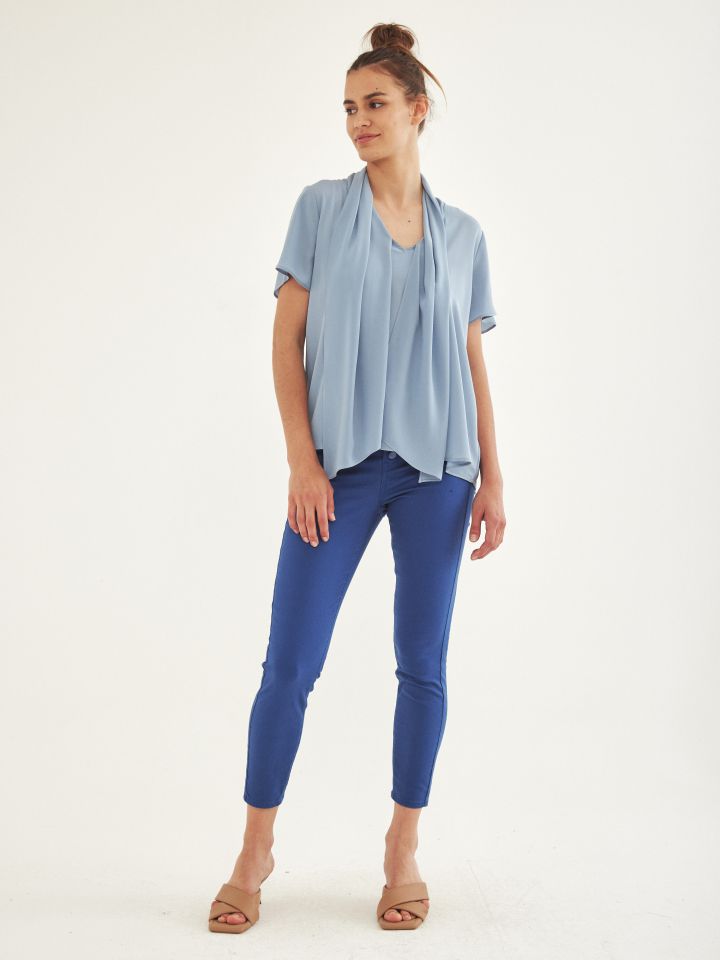 מכנסי דריל 7/8 כפ’ חצוני PROMO בצבע כחול סקאי