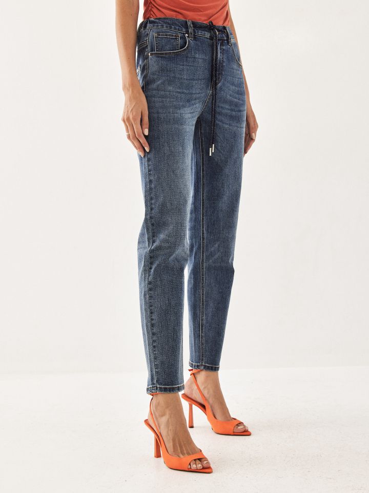 מכנסי ג’ינס גומי בגב PROMO בצבע ג’ינס