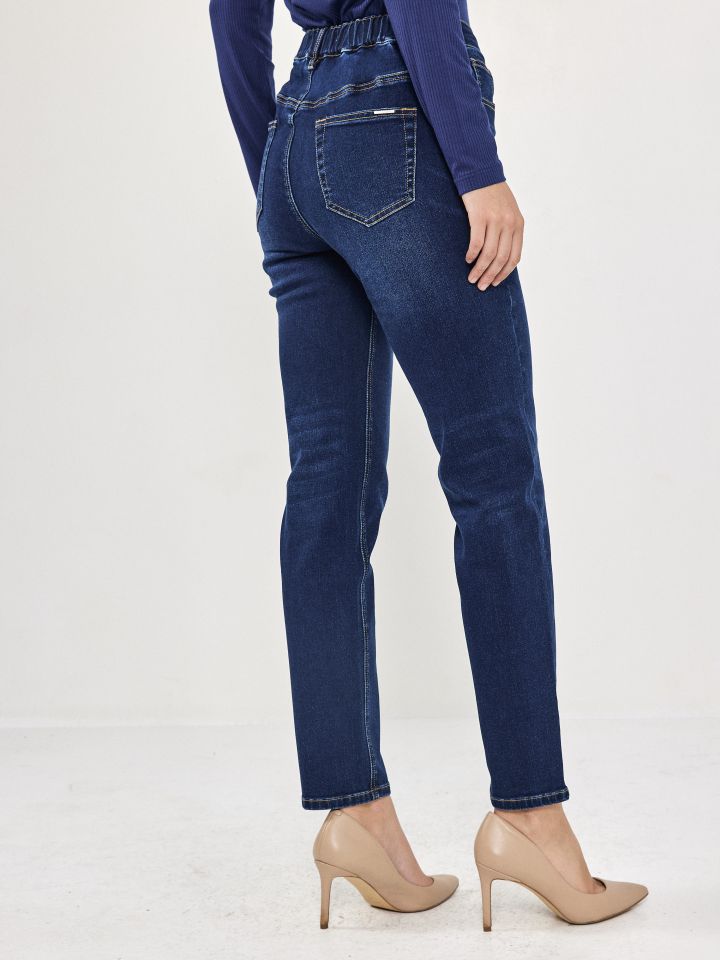 מכנסיים ג’ינס גומי בגב PROMO בצבע ג’ינס כהה