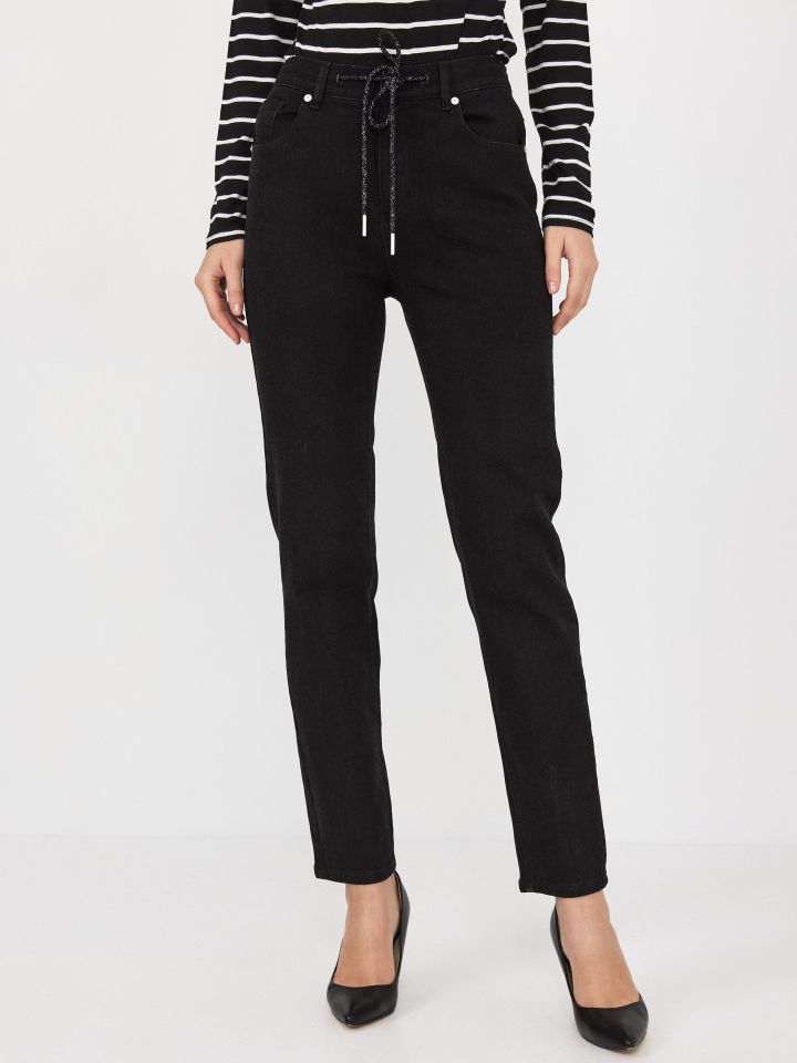 מכנסיים ג’ינס גומי בגב PROMO בצבע שחור