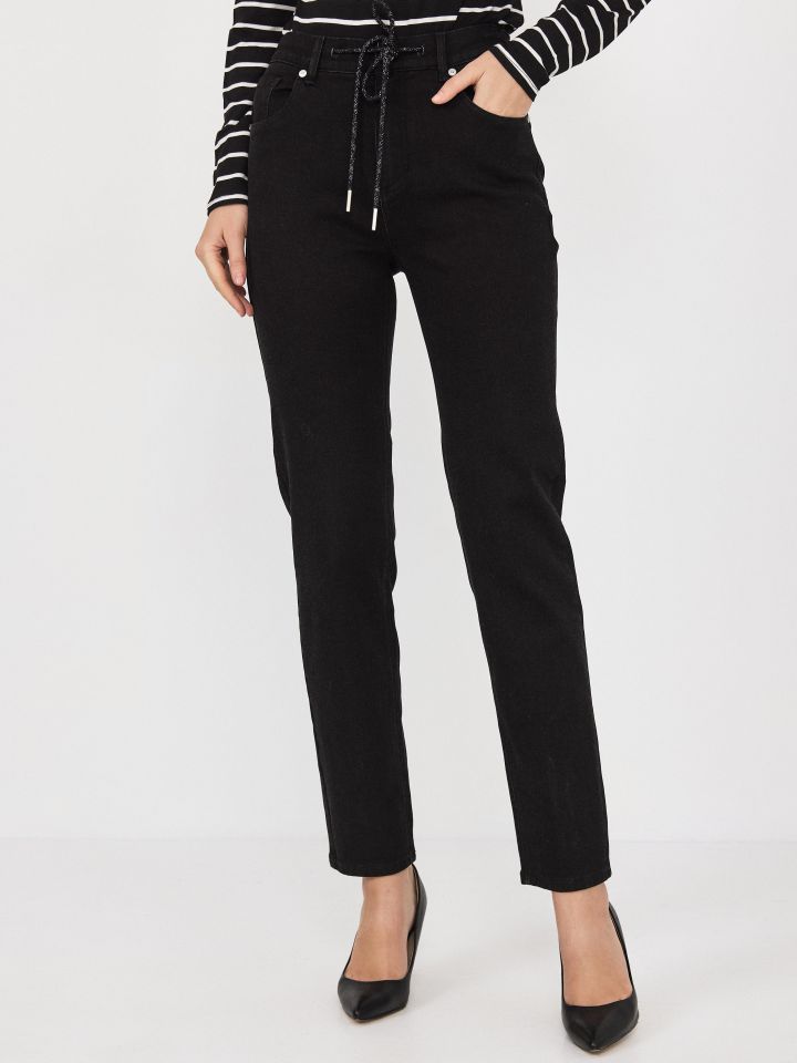 מכנסיים ג’ינס גומי בגב PROMO בצבע שחור