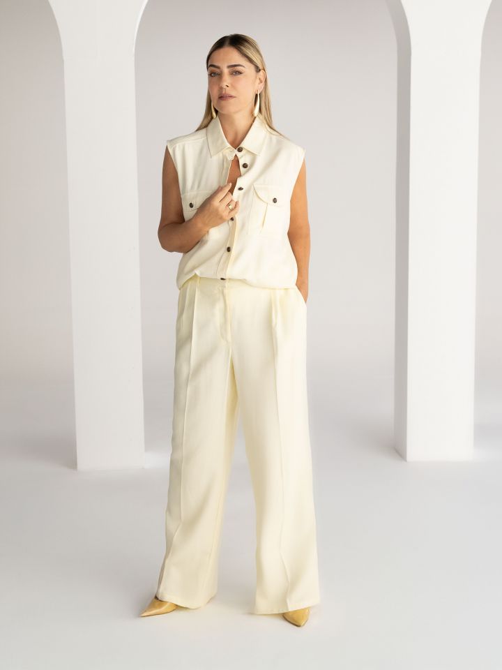 מכנסיים פנסים בצבע לימון