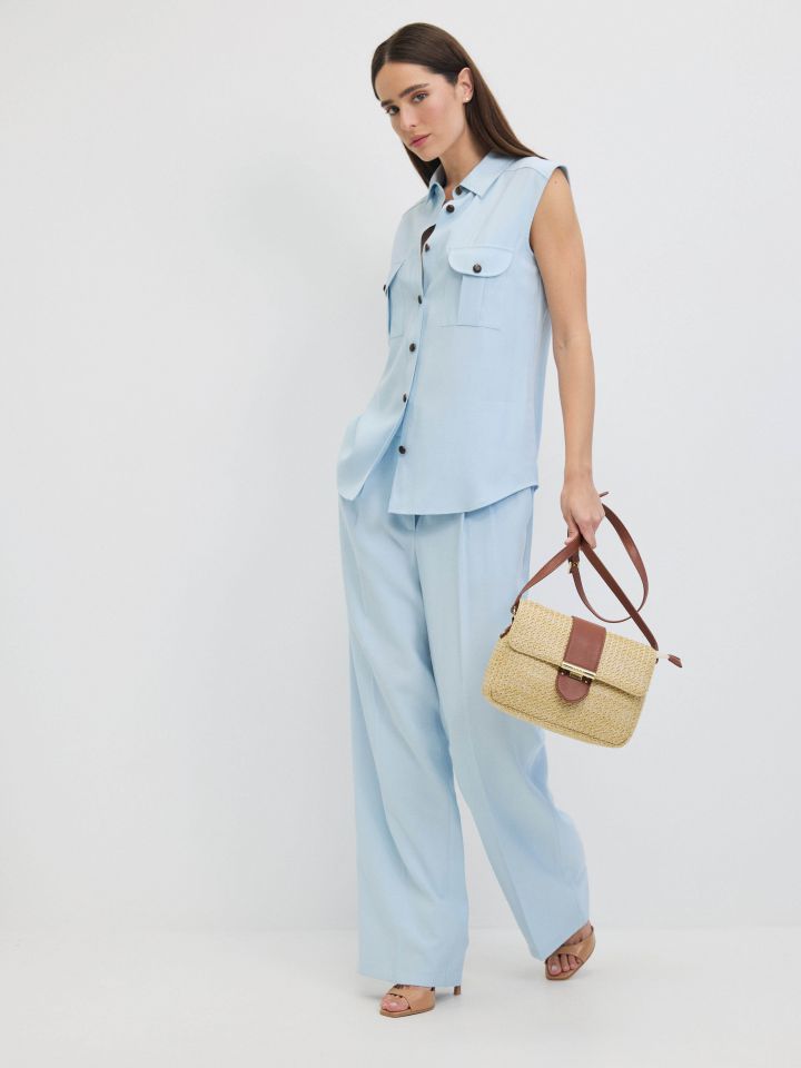 מכנסיים פנסים בצבע תכלת