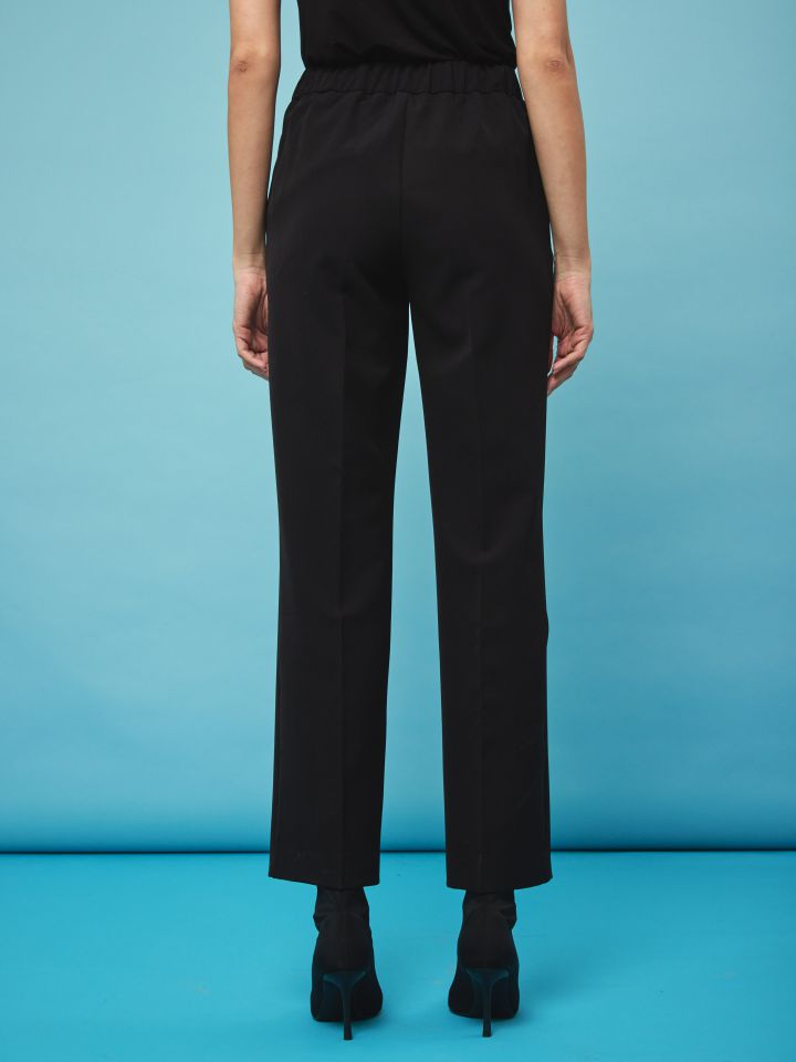 מכנסי גומי בגב + כפתורים בצבע שחור