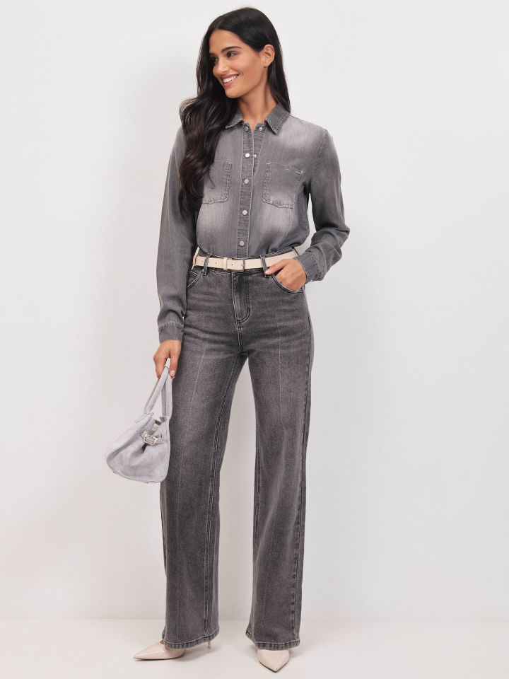 מכנסיים ג’ינס מתרחב GREY בצבע ג’ינס שחור