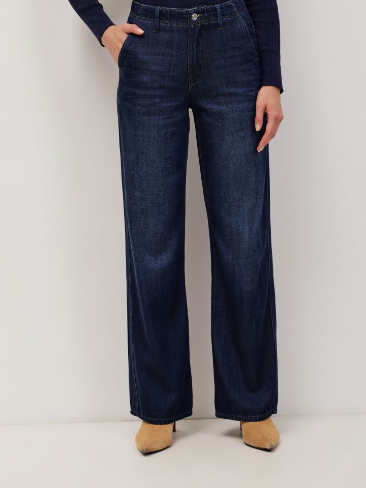 מכנסיים ג’ינס מתרחב PROMO בצבע ג’ינס כהה