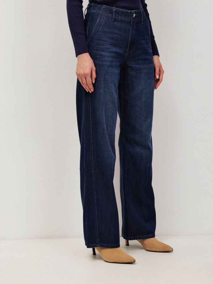 מכנסיים ג’ינס מתרחב PROMO בצבע ג’ינס כהה