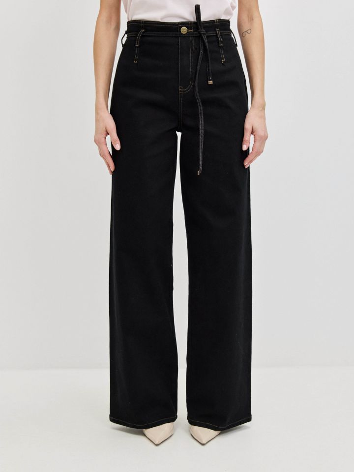 מכנסיים דריל קשירה בצבע שחור