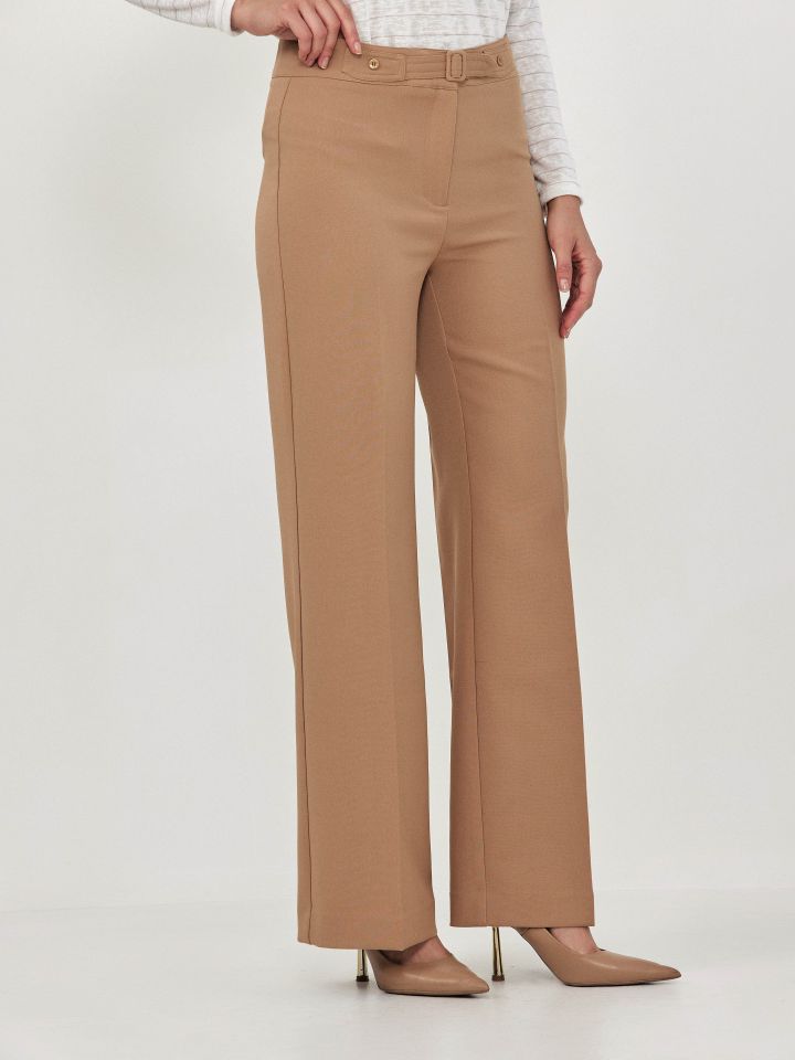 מכנסיים חגורה אבזם בצבע קאמל