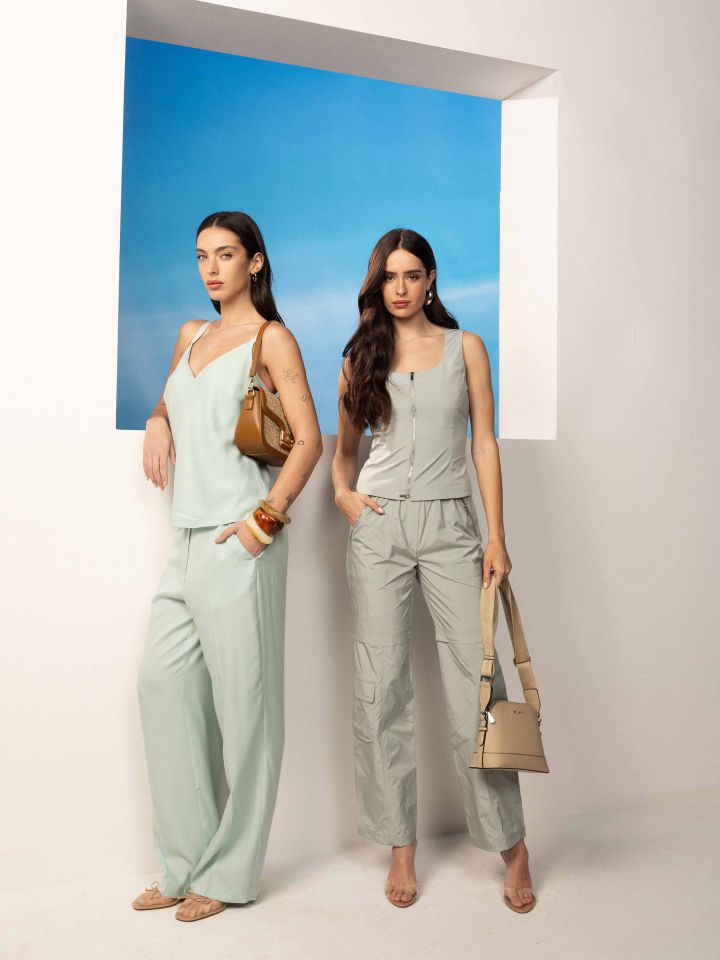 מכנסיים דגמייח רוכסנים ROMI בצבע ירוק בהיר