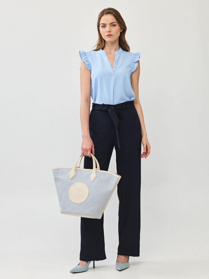 מכנסיים חגורה קשירה PROMO בצבע נייבי