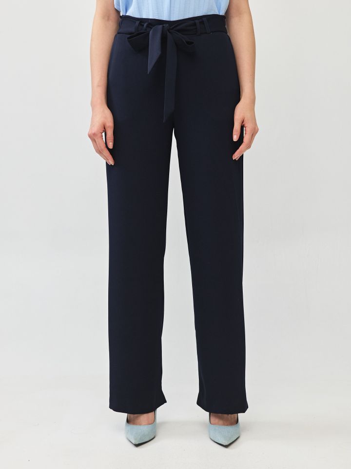 מכנסיים חגורה קשירה PROMO בצבע נייבי