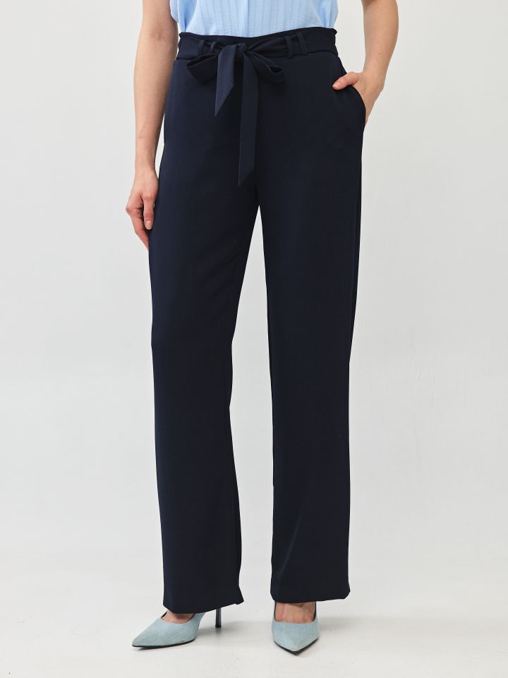 מכנסיים חגורה קשירה PROMO בצבע נייבי