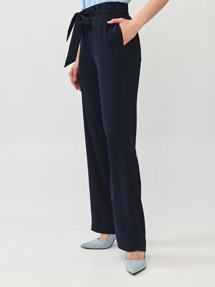 מכנסיים חגורה קשירה PROMO בצבע נייבי