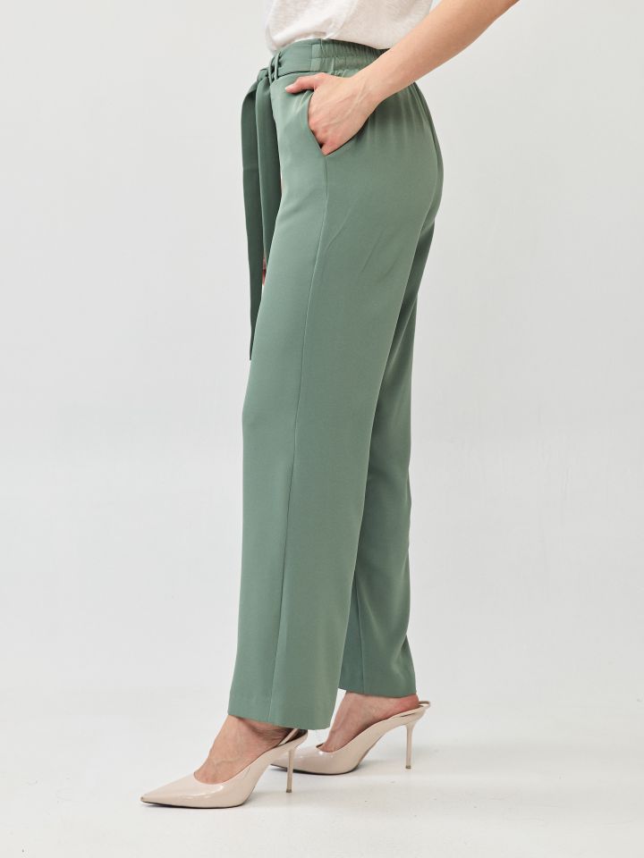 מכנסיים חגורה קשירה PROMO בצבע ירוק