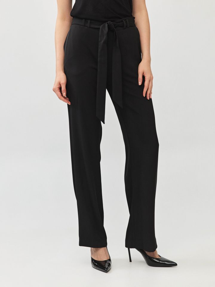 מכנסיים חגורה קשירה PROMO בצבע שחור