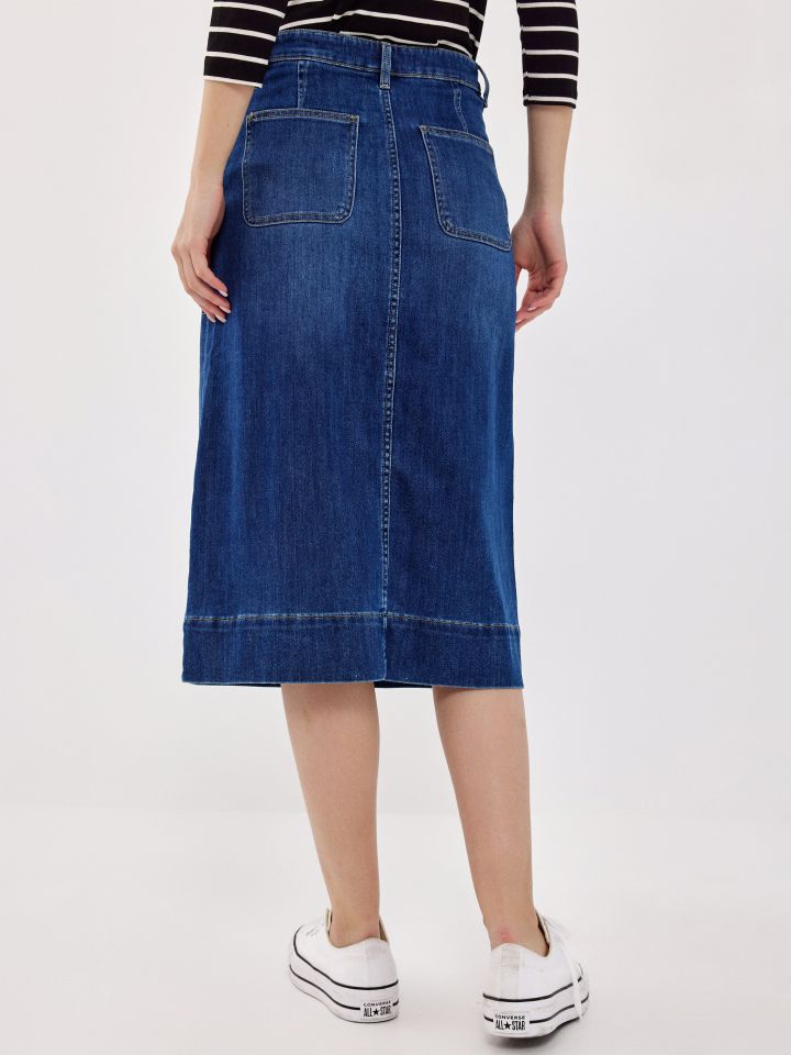 חצאית ג’ינס שליץ בצבע ג’ינס