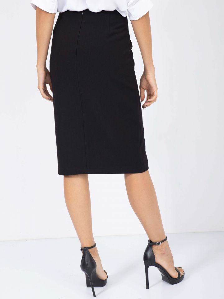 חצאית לולאה קשירת צד בצבע שחור