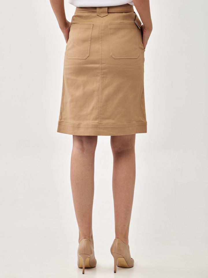 חצאית כיסים + חגורה בצבע בייז’