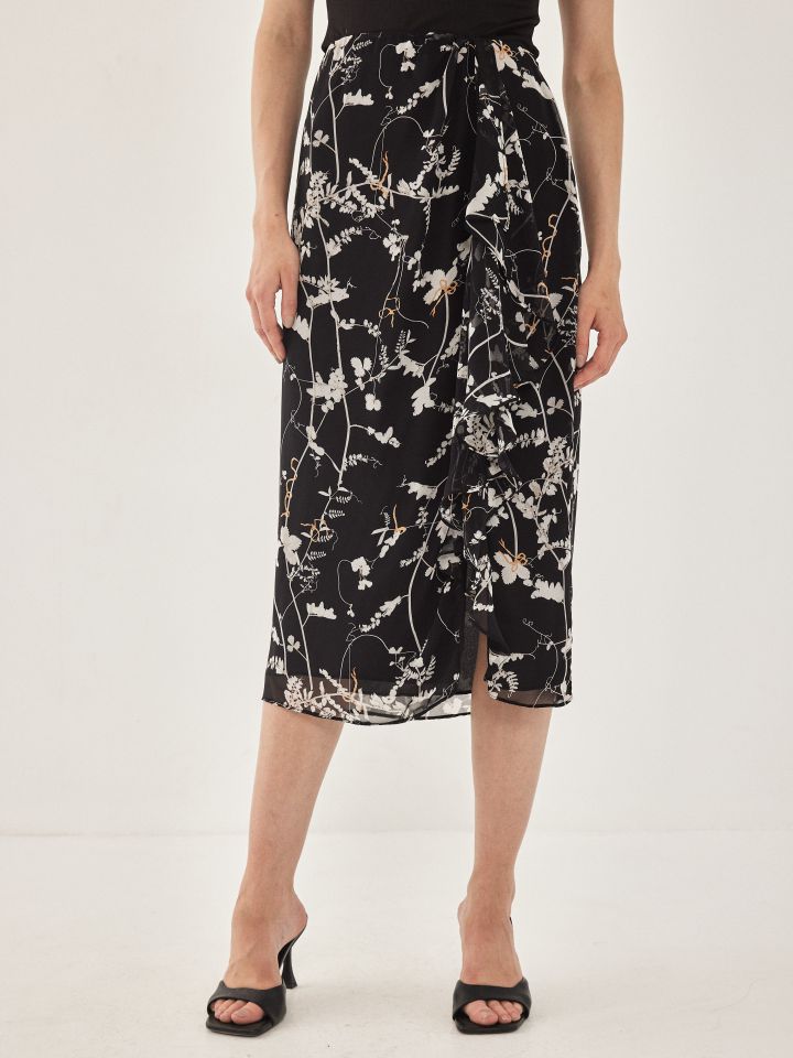 חצאית דפוס מלמלה PARIS בצבע פרחוני