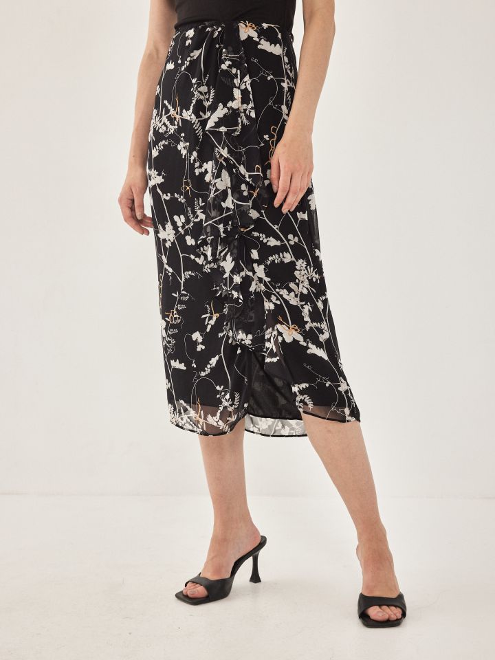 חצאית דפוס מלמלה PARIS בצבע פרחוני