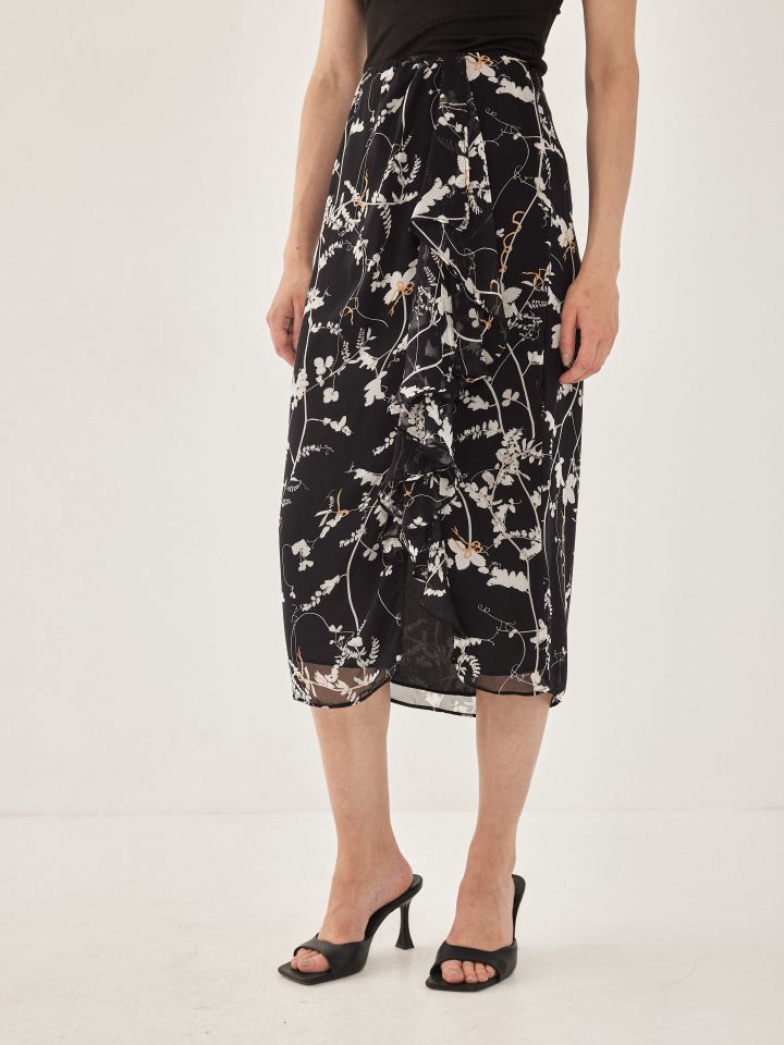 חצאית דפוס מלמלה PARIS בצבע פרחוני