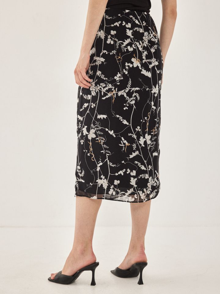 חצאית דפוס מלמלה PARIS בצבע פרחוני