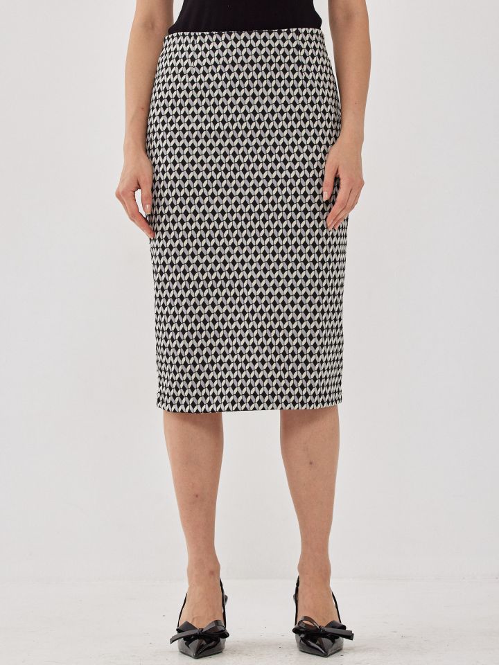 חצאית ג’קרט בצבע אפור/לבן/שחור