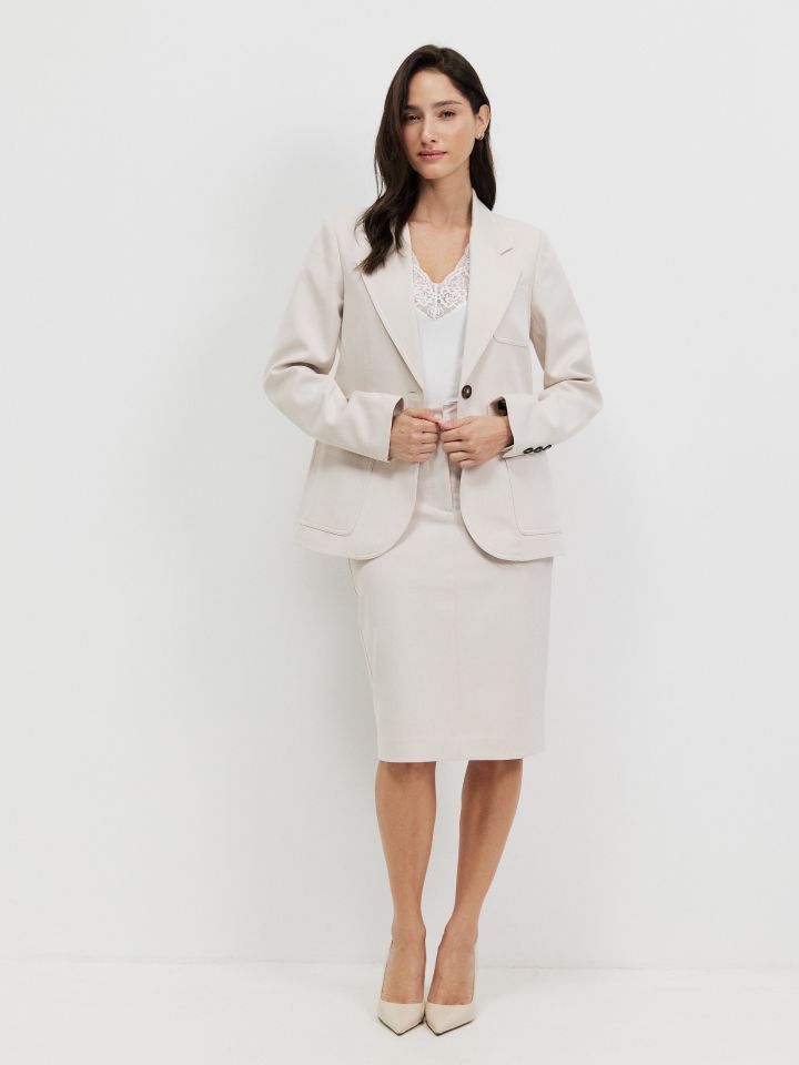 חצאית ברך SHIRA בצבע בייז’