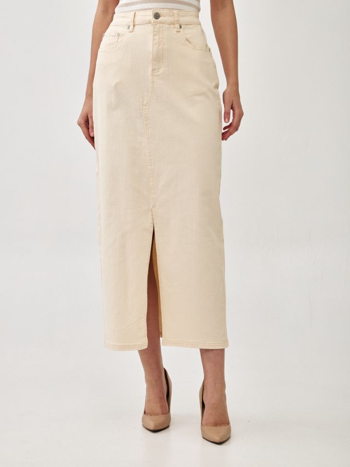 חצאית דריל כיסים בצבע אופוויט