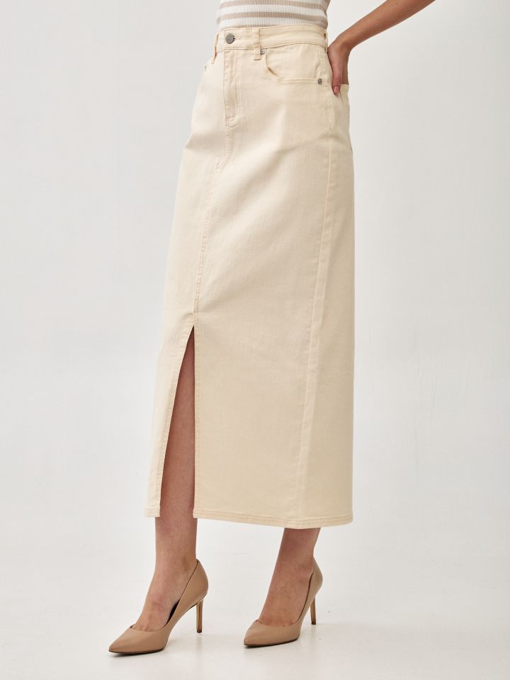 חצאית דריל כיסים בצבע אופוויט