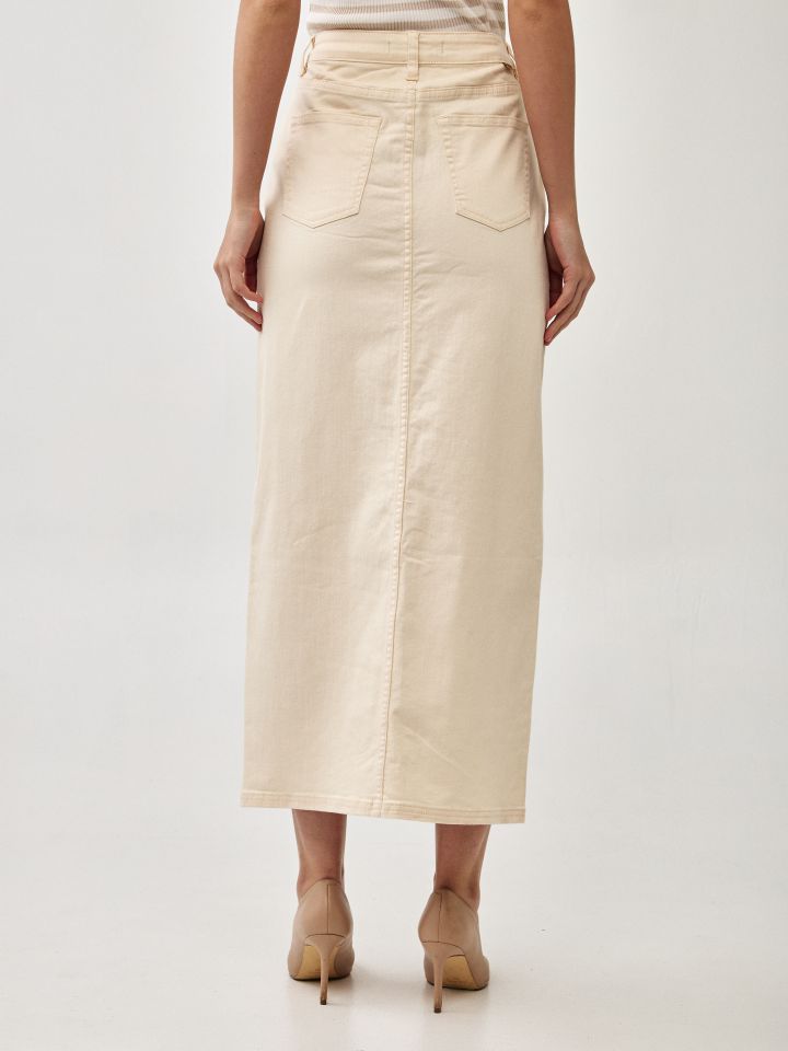 חצאית דריל כיסים בצבע אופוויט