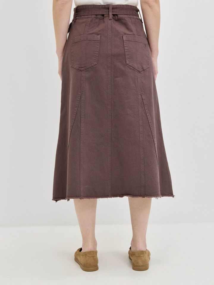 חצאית חגורה LINOR בצבע חום