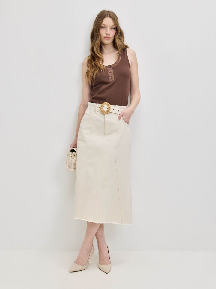 חצאית חגורה LINOR בצבע בייז’