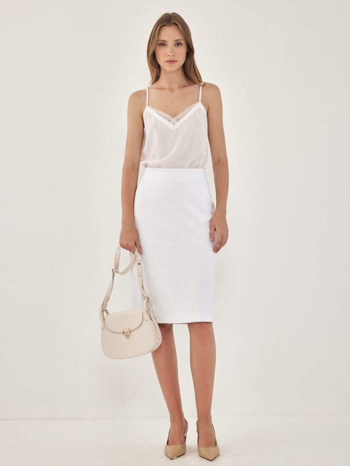 חצאית PROMO מילנו בצבע לבן