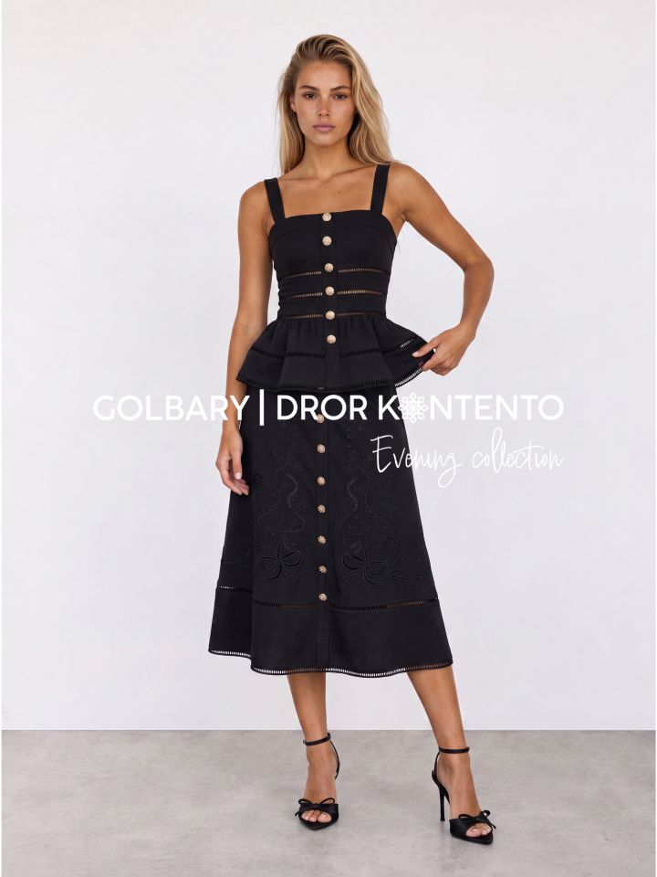 חצאית ריקמות DROR KONTENTO בצבע שחור