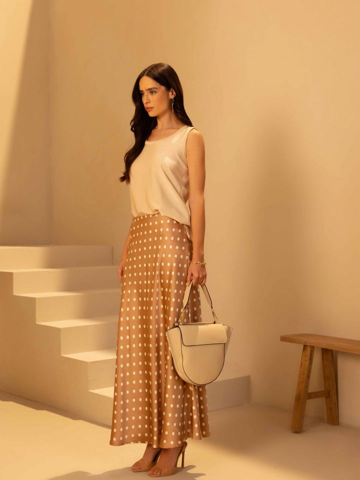 חצאית סטן נקודות בצבע נקודות