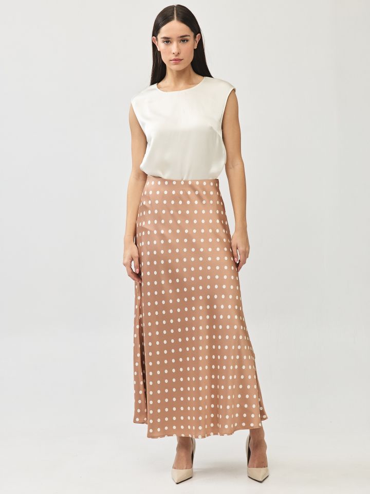 חצאית סטן נקודות בצבע נקודות