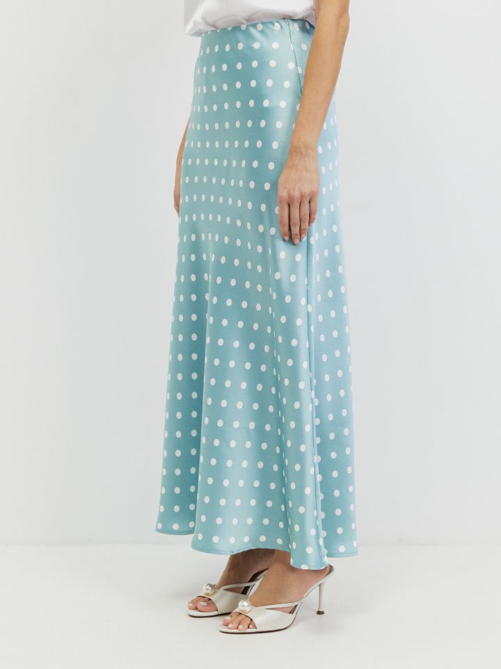 חצאית נקודות סטן בצבע תכלת מעושן