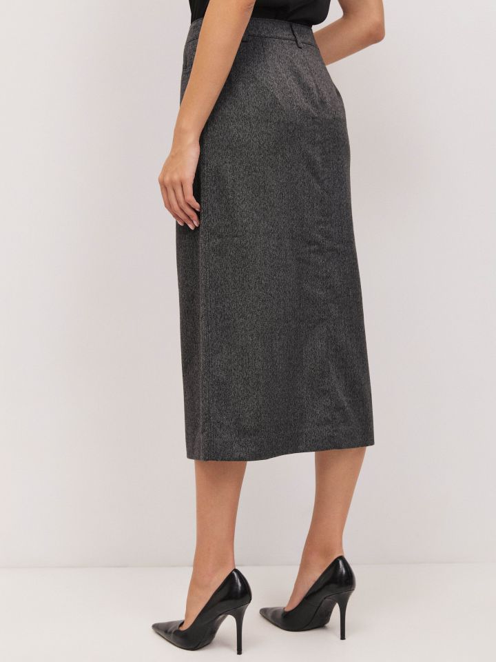 חצאית ארוכה עם שליץ בצבע אפור מרנגו